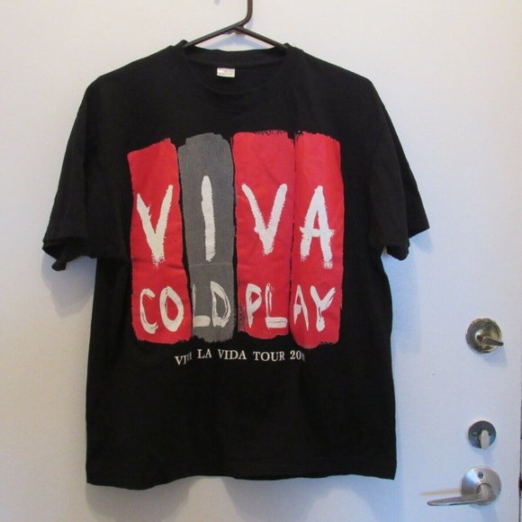 Coldplay T-Shirts Lot of 2 Viva La Vida 2009 Tour Blurred Man Black Size Medium - Picture 2 of 11